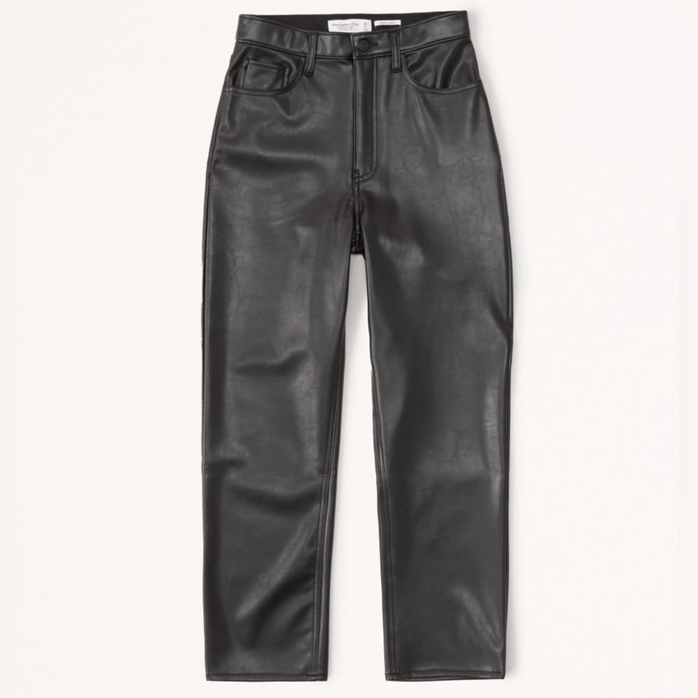 Abercrombie & Fitch Vegan Leather Ankle Straight Pant - Size 27 Short